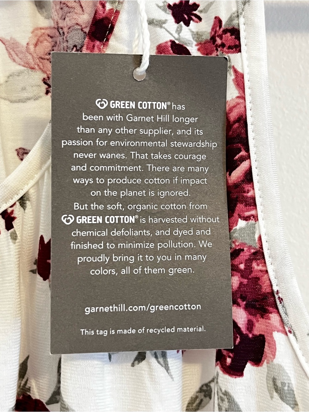 NWT Garnet Hill Silk Trim Nightgown Organic Cotton Sleeveless Rosette Floral - Picture 10 of 11